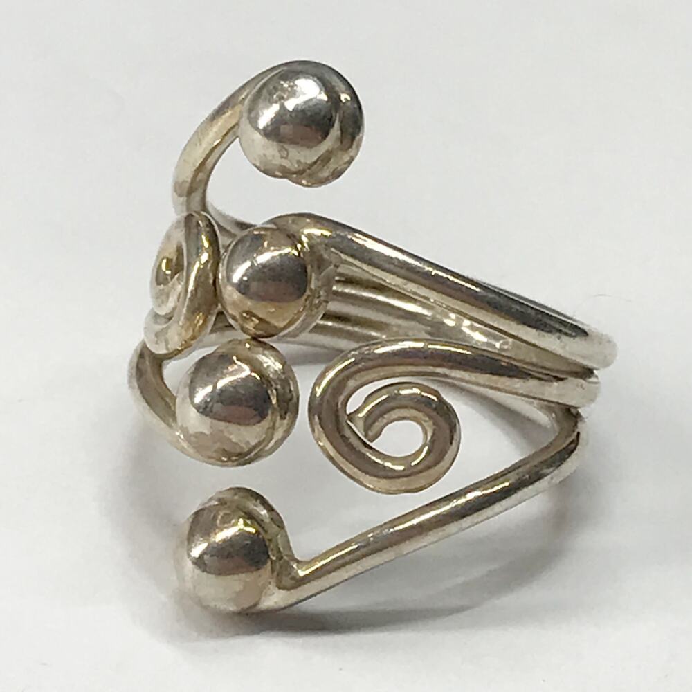VTG Modernist 925 Sterling Silver Ring Sculptural 7.5 Freeform Wire Wrap Ring